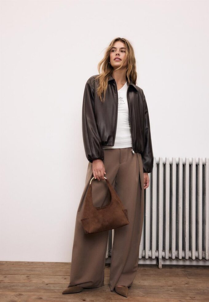 Veste bomber matelassée effet cuir