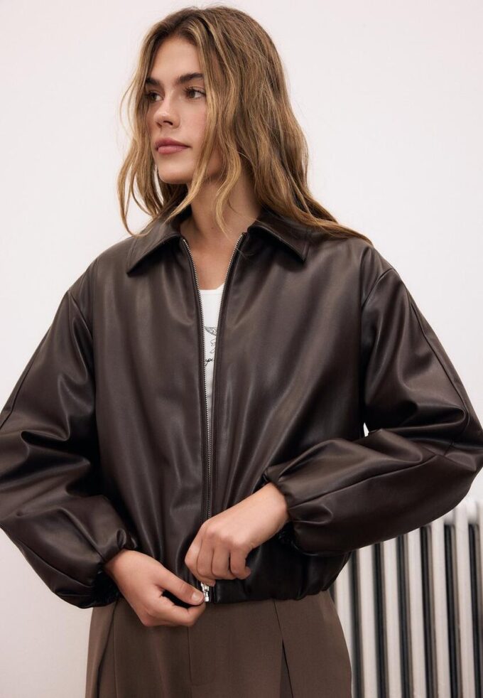 Veste bomber matelassée effet cuir