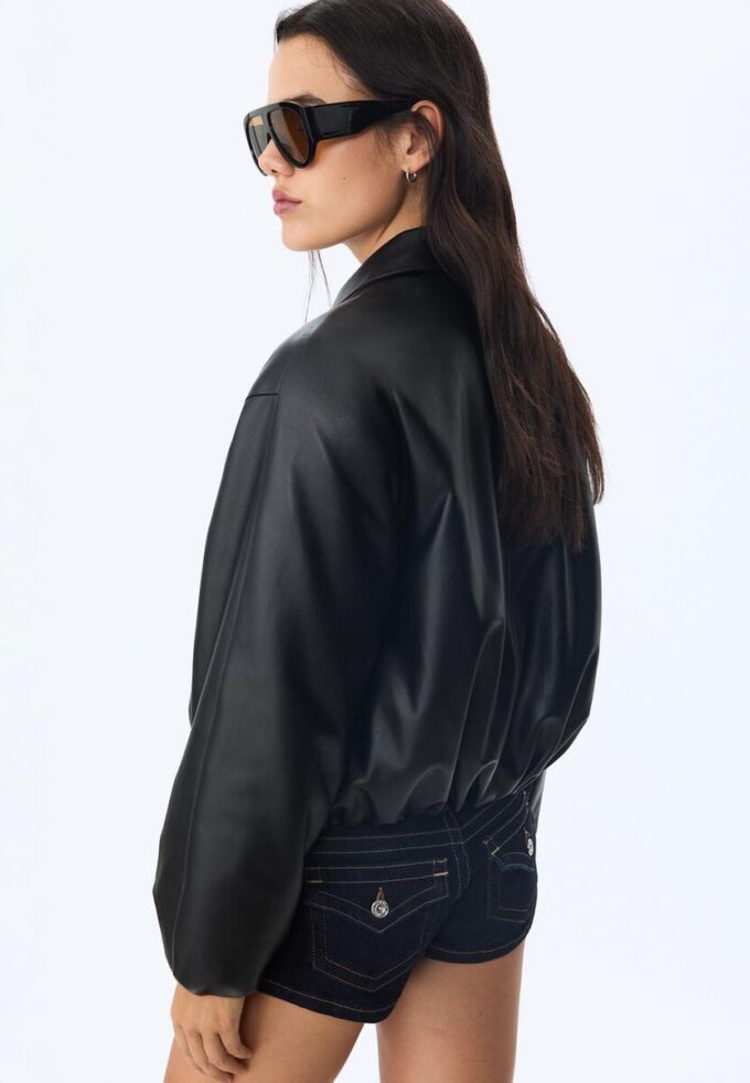 Veste bomber matelassée effet cuir