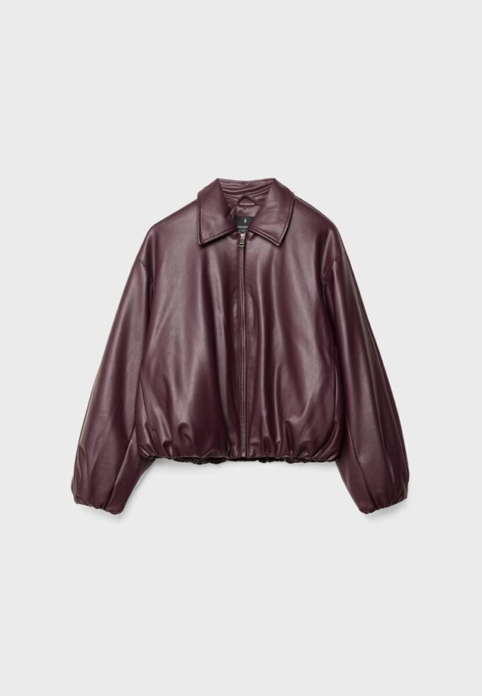 Veste bomber matelassée effet cuir