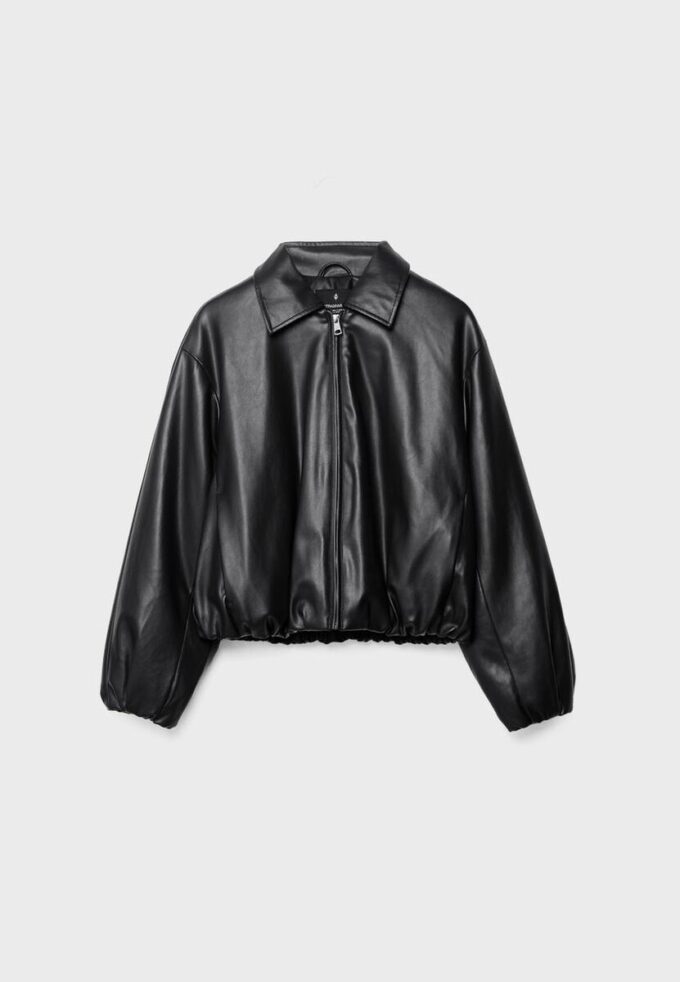 Veste bomber matelassée effet cuir