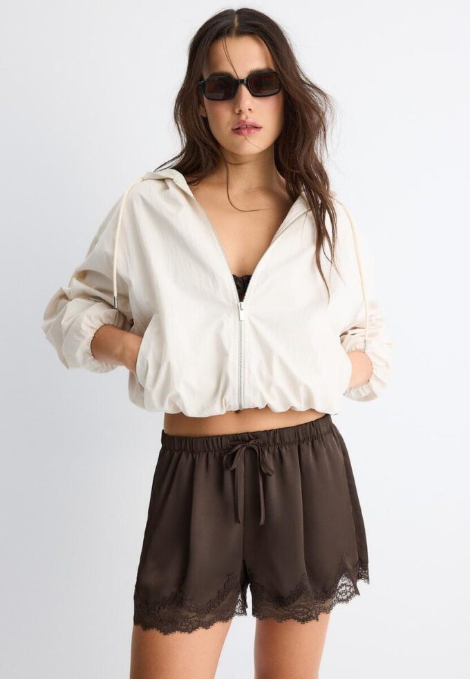 Veste à capuche basique en nylon