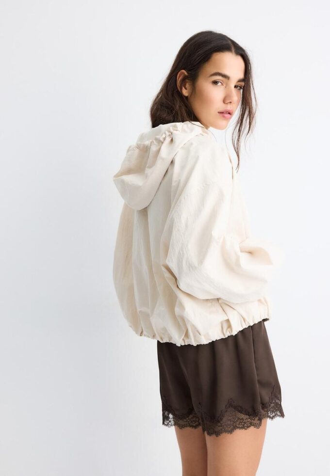 Veste à capuche basique en nylon