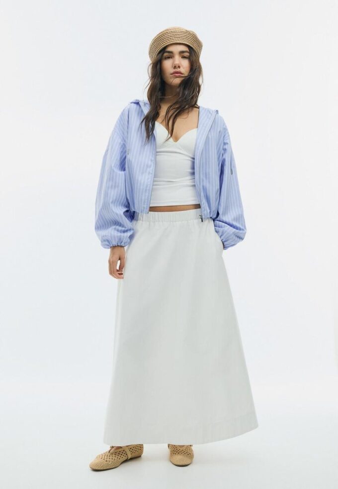 Veste à capuche basique en nylon rayé