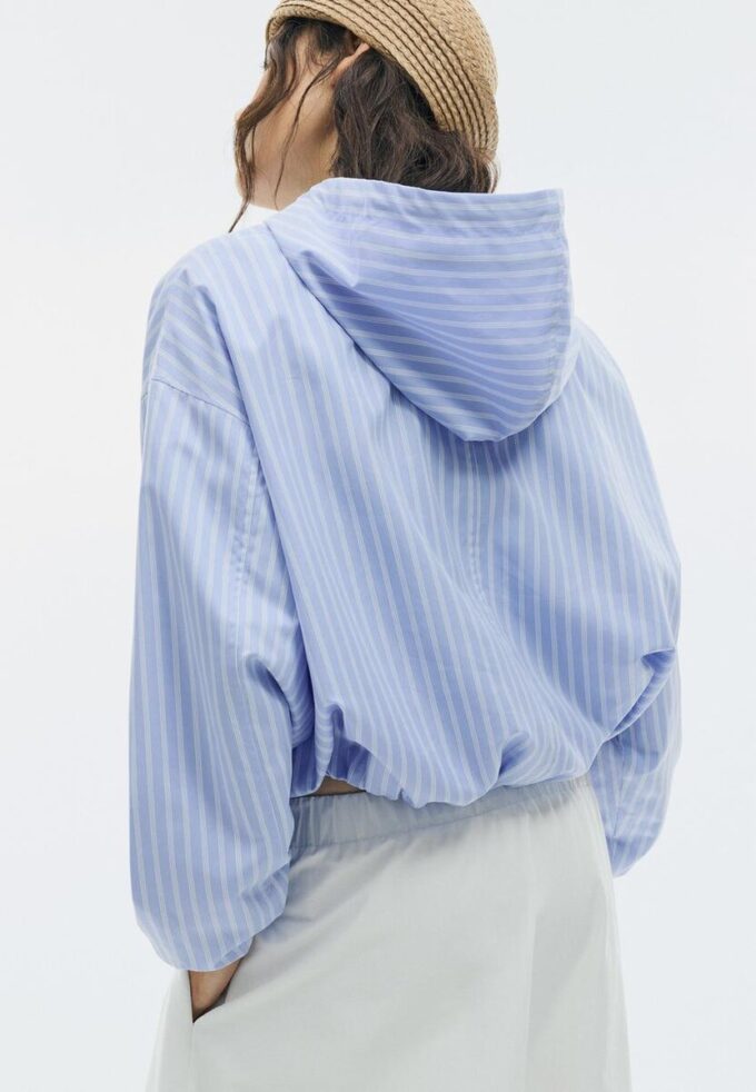 Veste à capuche basique en nylon rayé