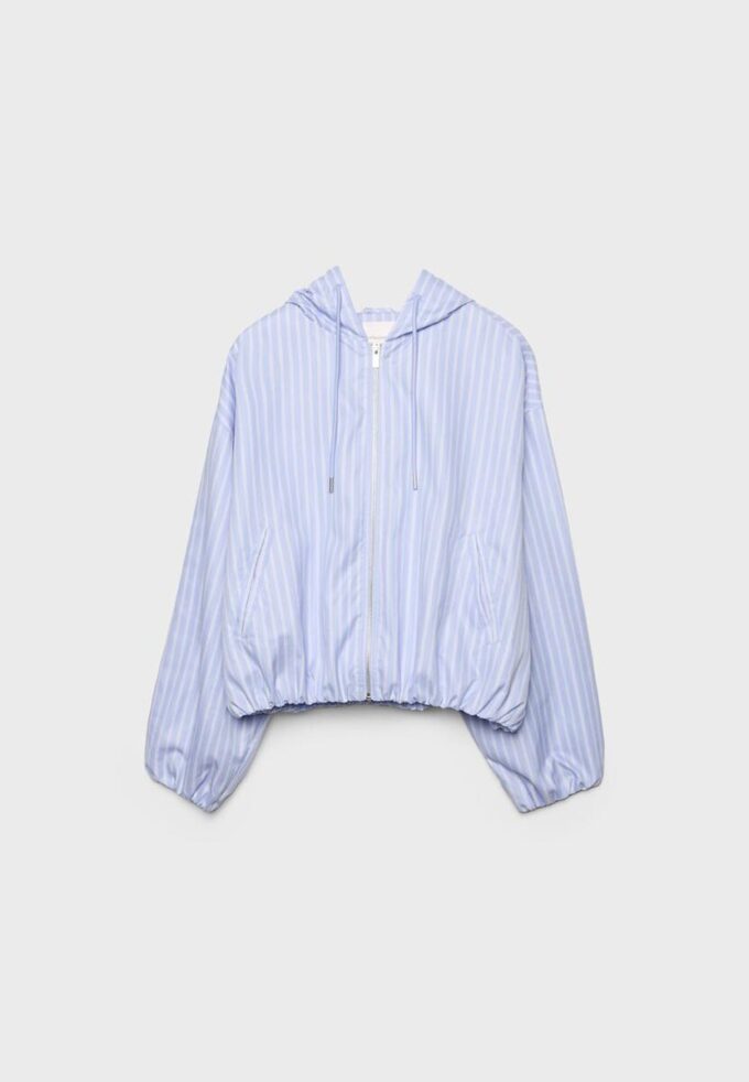 Veste à capuche basique en nylon rayé