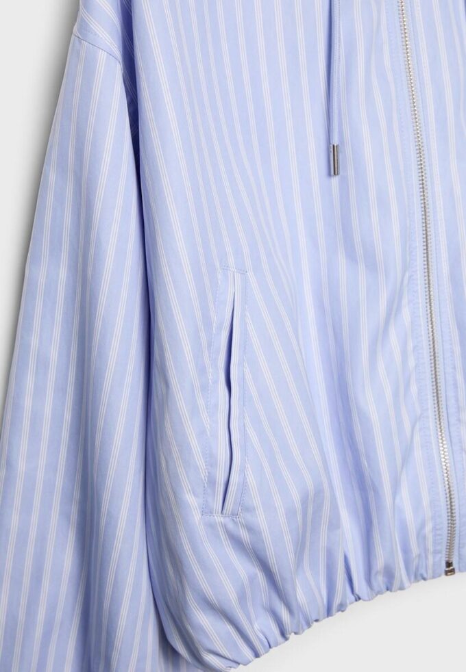 Veste à capuche basique en nylon rayé