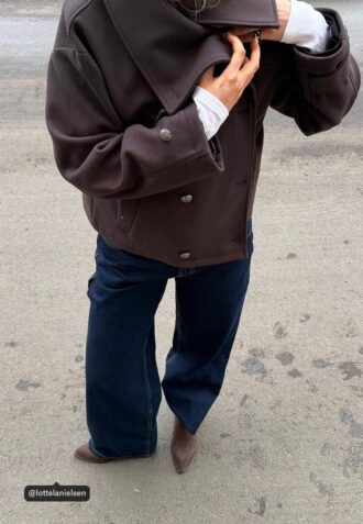 Veste croisée à col montant en tissu de toucher doux Veste croisée à col montant en tissu de toucher doux