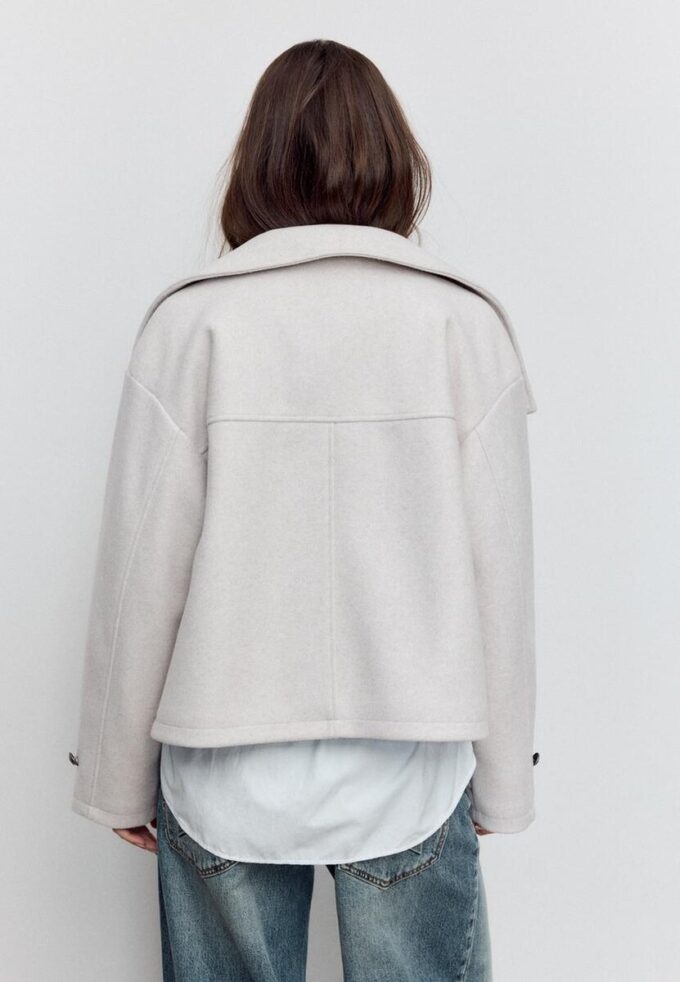 Veste croisée à col montant en tissu de toucher doux