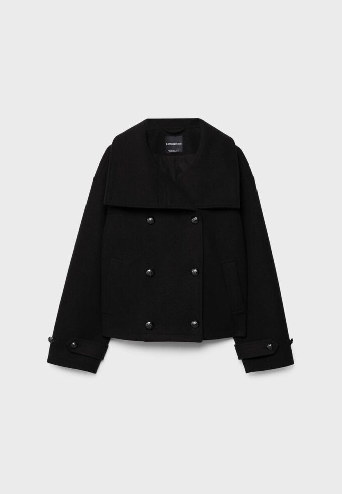 Veste croisée à col montant en tissu de toucher doux