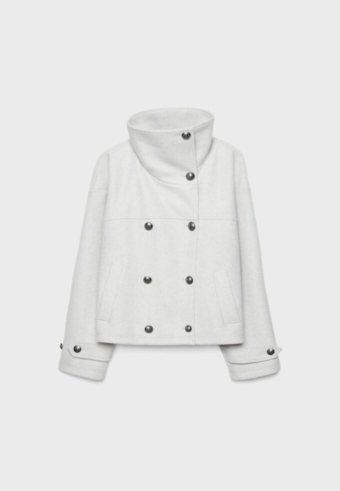 Veste croisée à col montant en tissu de toucher doux
