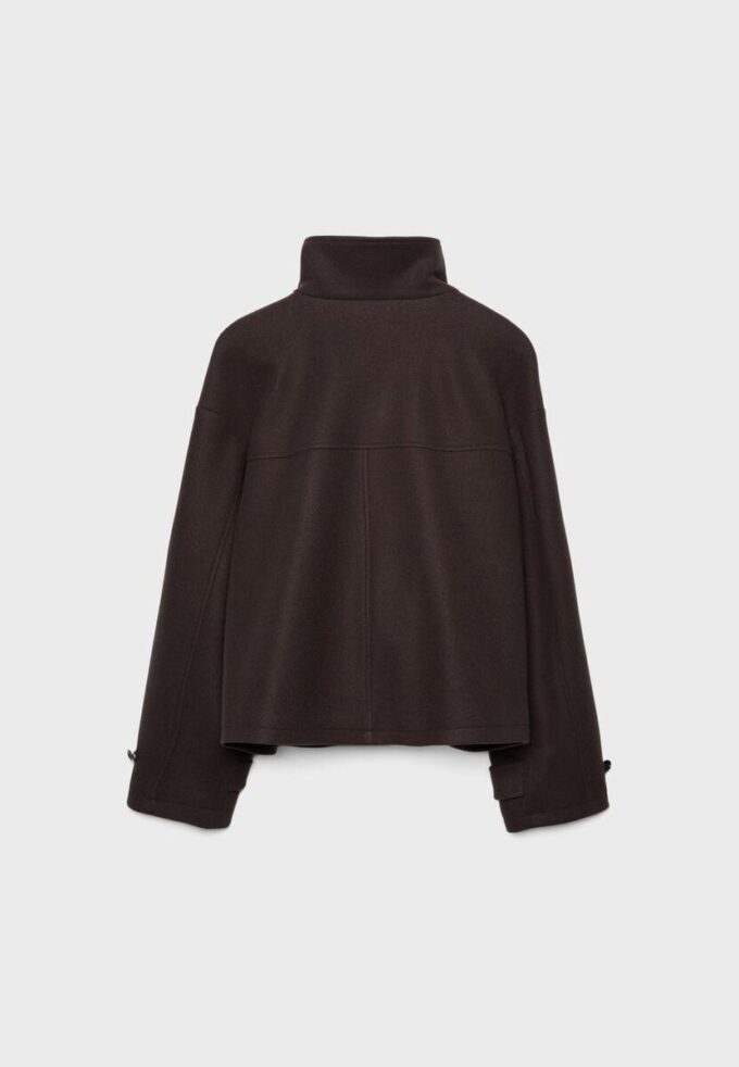 Veste croisée à col montant en tissu de toucher doux Veste croisée à col montant en tissu de toucher doux