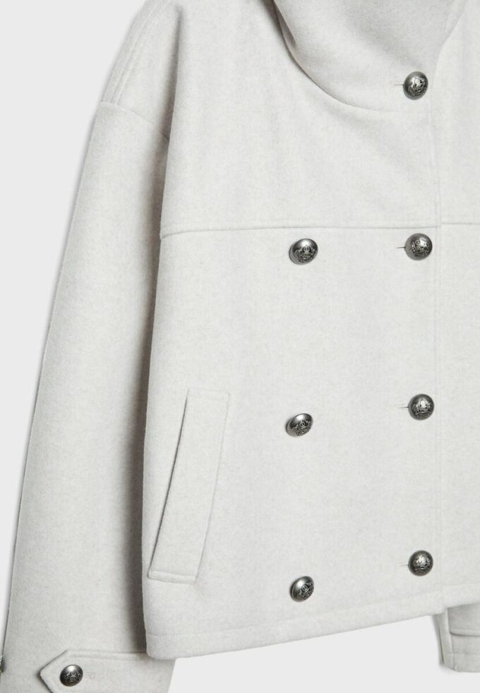 Veste croisée à col montant en tissu de toucher doux