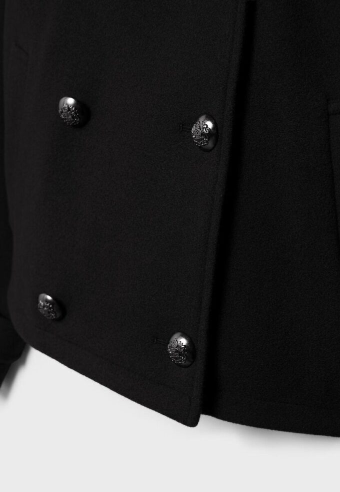 Veste croisée à col montant en tissu de toucher doux