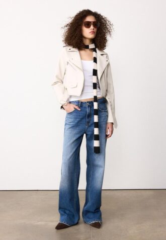 Veste de motard en simili cuir avec ceinture