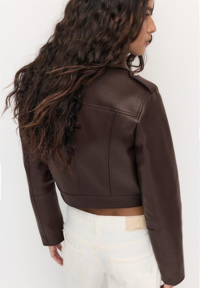 Veste de motard en simili cuir avec ceinture