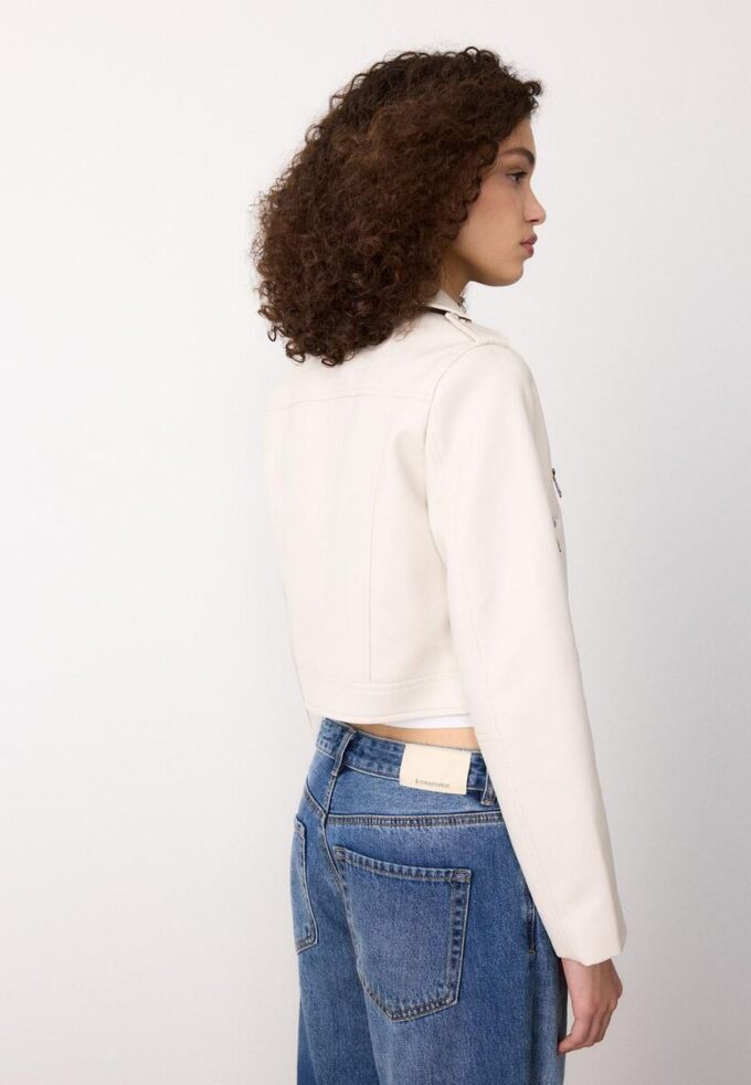 Veste de motard en simili cuir avec ceinture