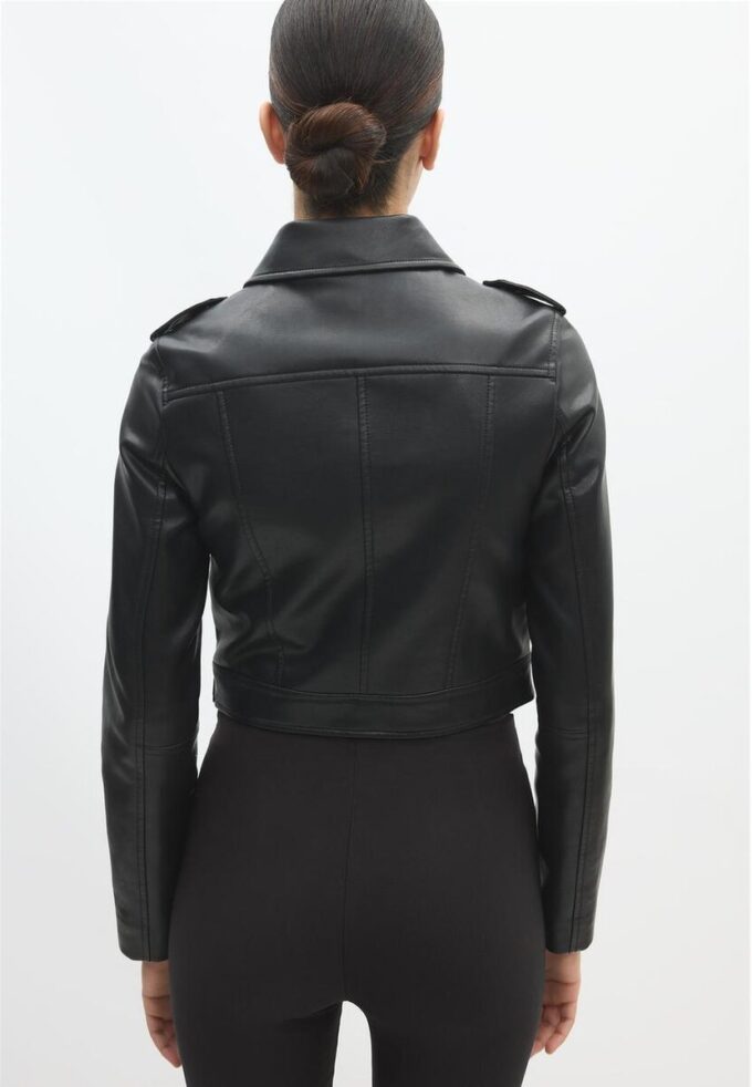 Veste de motard en simili cuir avec ceinture