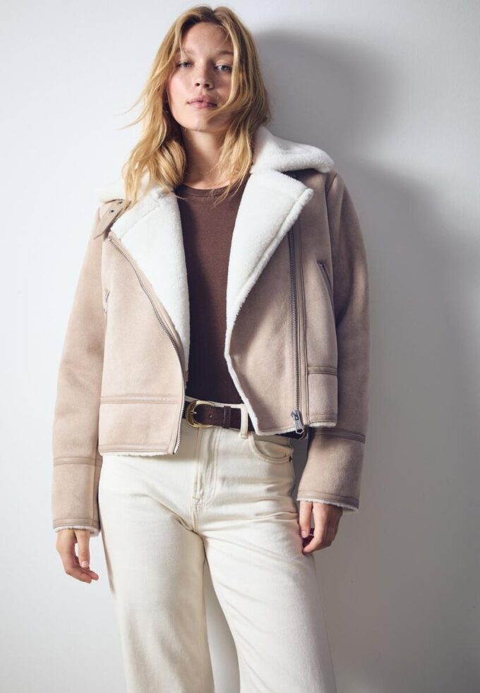 Veste de motard en simili-suède Veste de motard en simili-suède