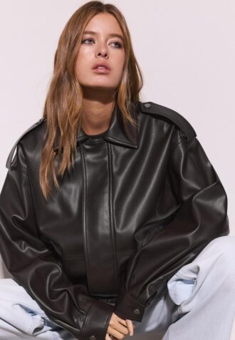 Veste de motard oversize effet cuir