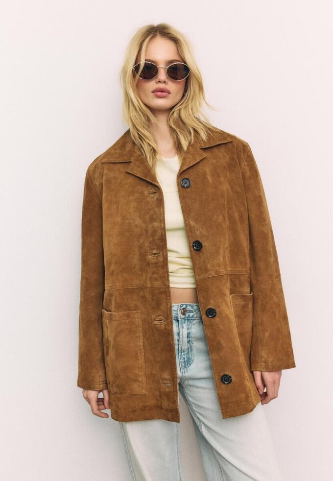 Veste en cuir avec poches Veste en cuir avec poches