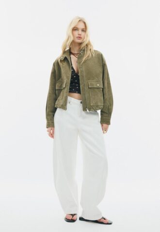 Veste en cuir avec poches