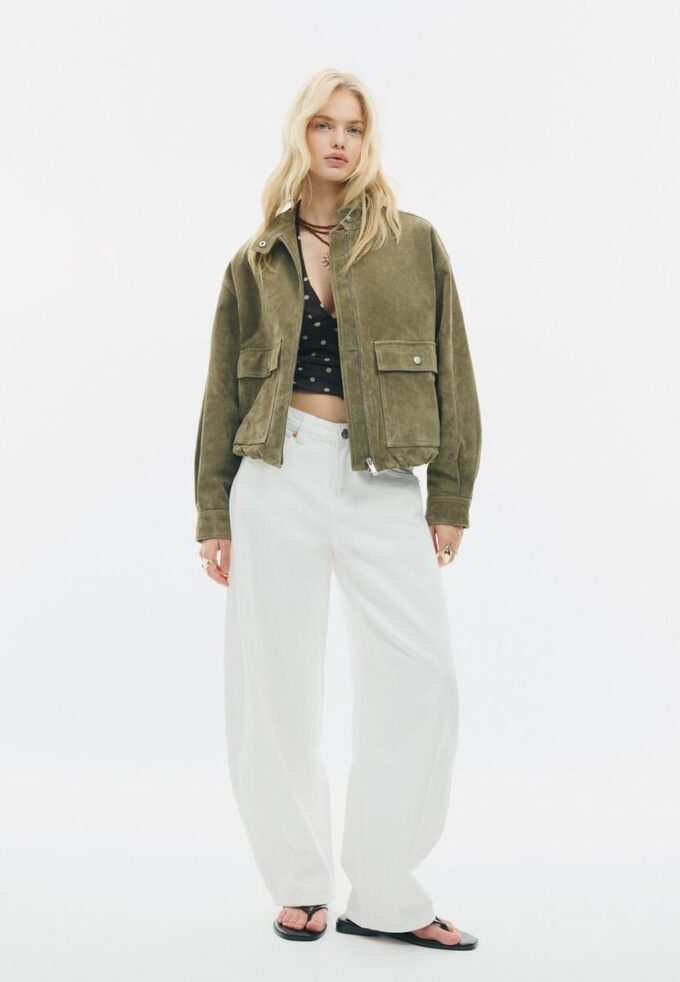 Veste en cuir avec poches Veste en cuir avec poches