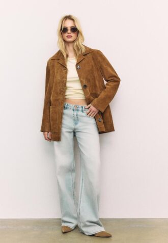 Veste en cuir avec poches