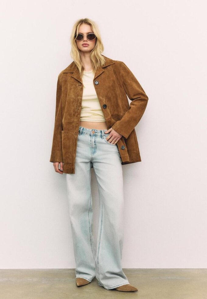 Veste en cuir avec poches Veste en cuir avec poches