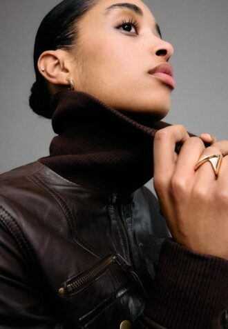 Veste en cuir côtelée