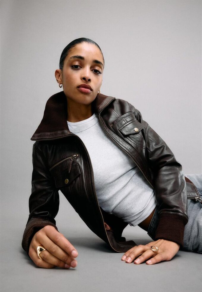 Veste en cuir côtelée Veste en cuir côtelée