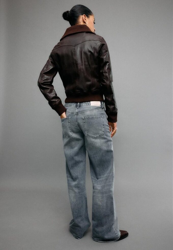 Veste en cuir côtelée Veste en cuir côtelée