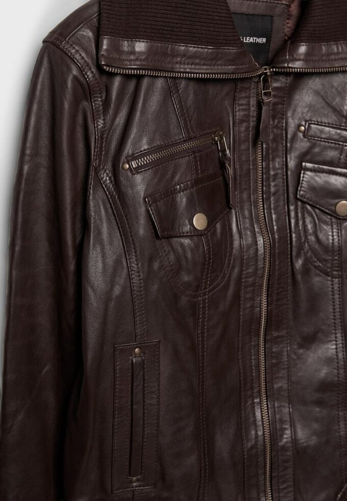 Veste en cuir côtelée Veste en cuir côtelée