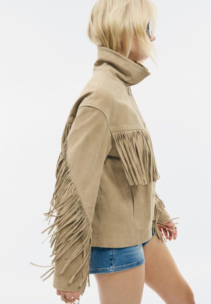 Veste en cuir à franges Veste en cuir à franges