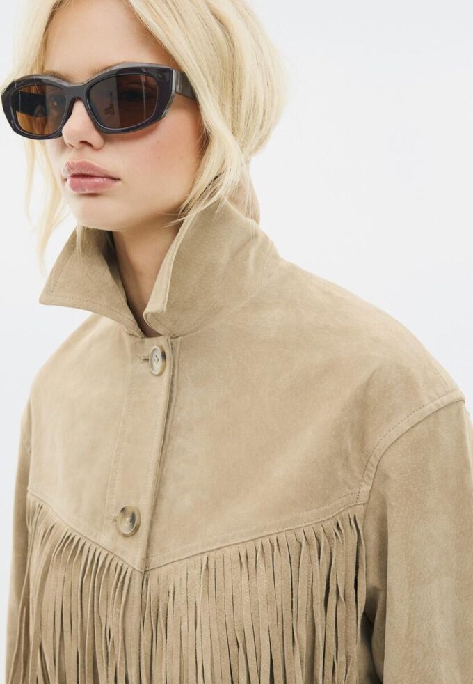 Veste en cuir à franges Veste en cuir à franges