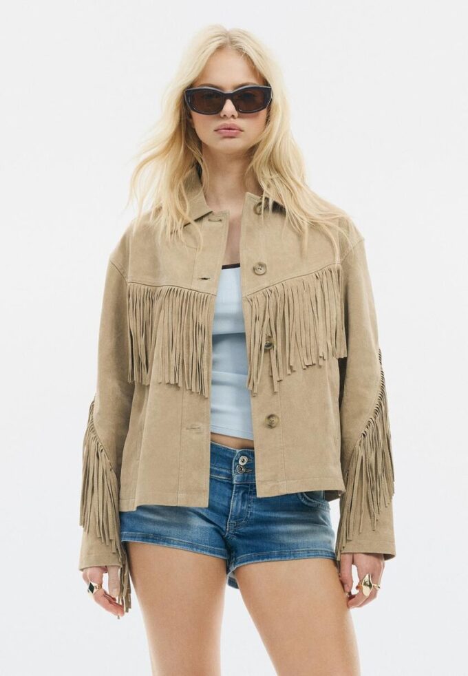 Veste en cuir à franges Veste en cuir à franges
