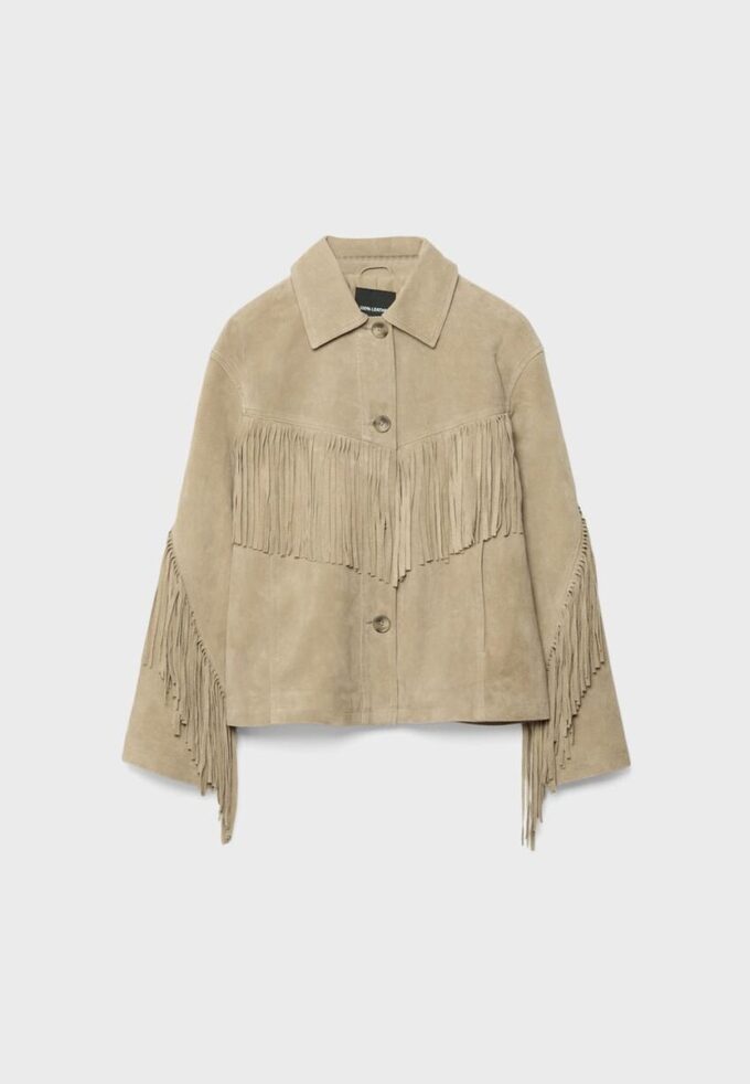 Veste en cuir à franges Veste en cuir à franges