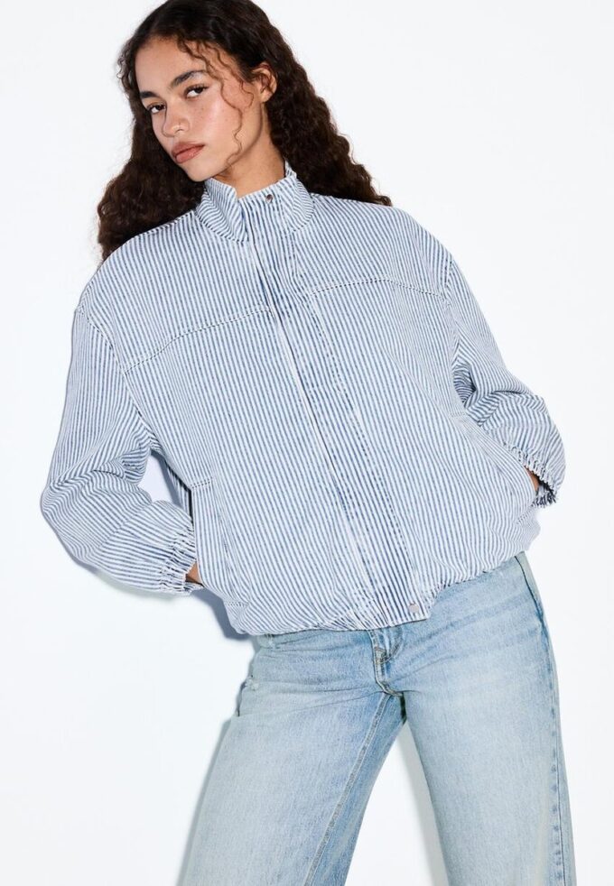 Veste en jean rayée Veste en jean rayée