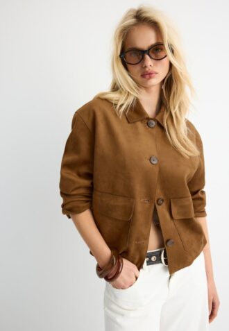 Veste en simili-suède avec poches