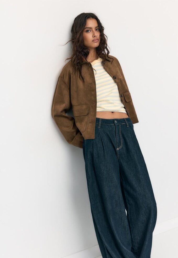 Veste en simili-suède avec poches Veste en simili-suède avec poches