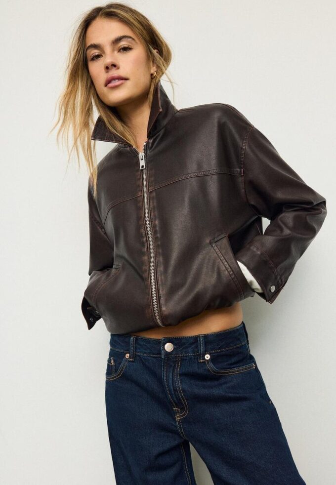 Veste oversize effet cuir délavé Veste oversize effet cuir délavé