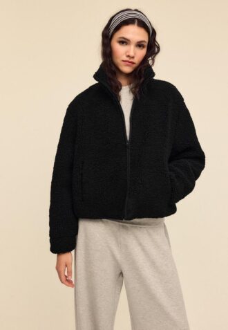 Veste zippée doublée en simili-mouton