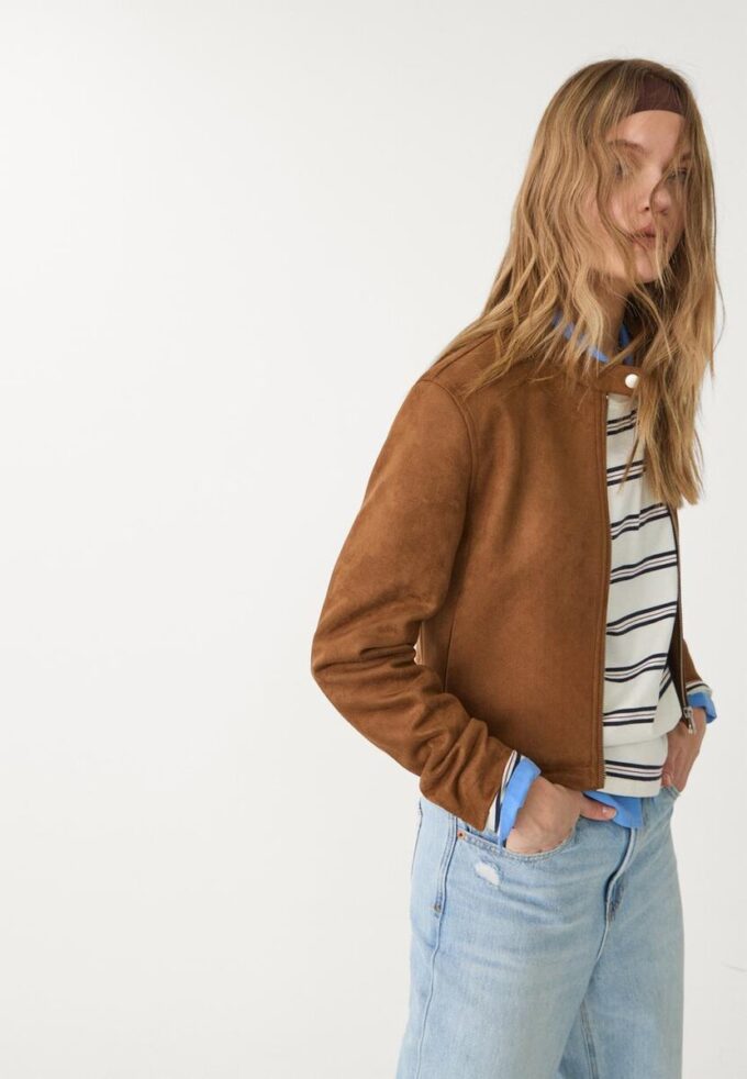 Veste zippée en simili-suède Veste zippée en simili-suède